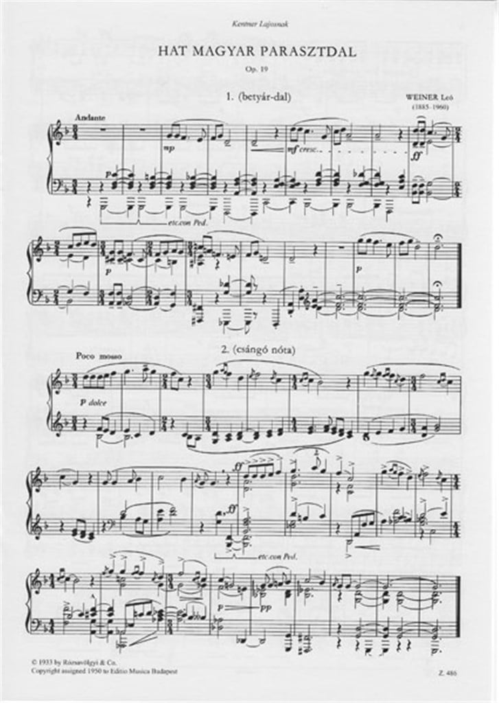 Ungarische Bauernlieder Op. 19 Serie 1